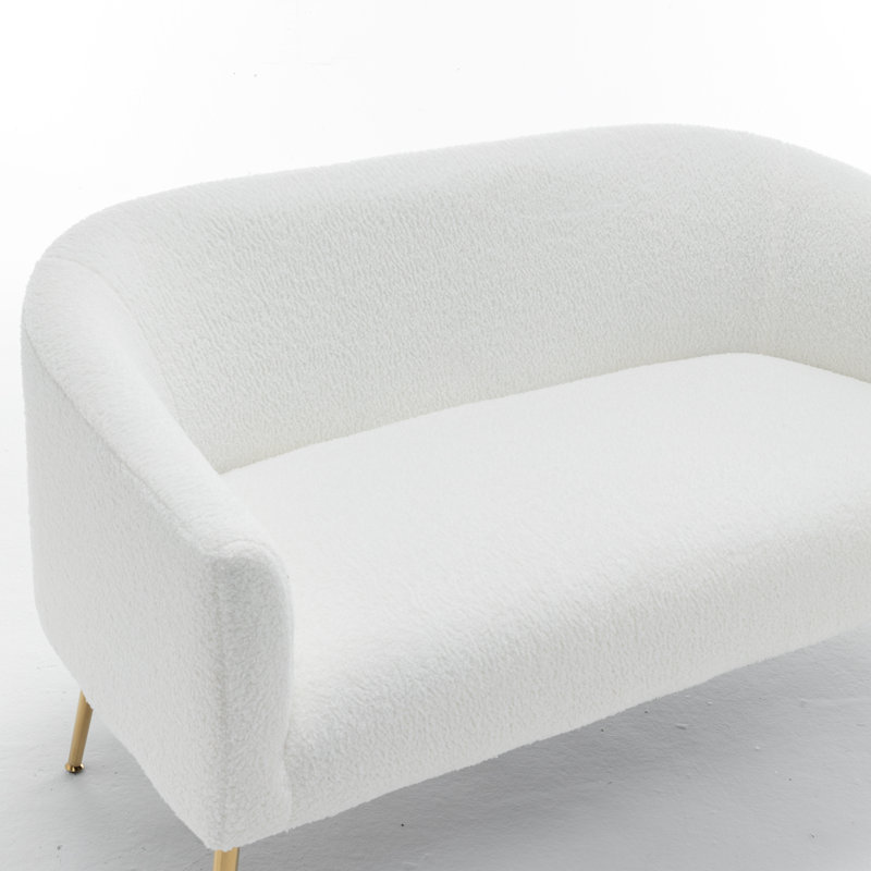 Ensemble de salon en fausse fourrure 3 pièces Jameila, Blanc, Gold