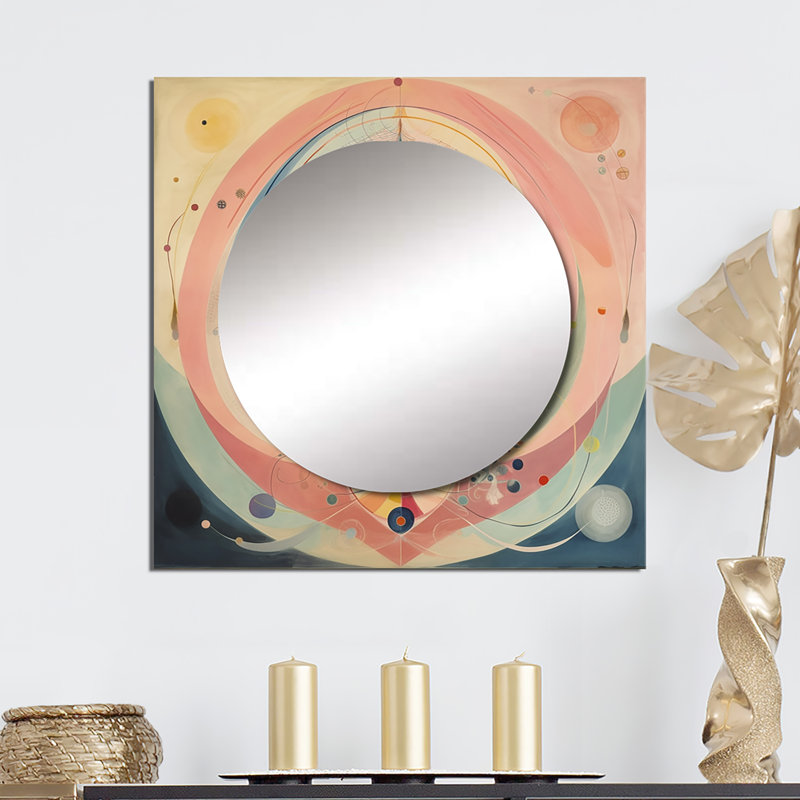 Miroir carré à spirales abstraites Universal Blossoming, 23 po x 23 po