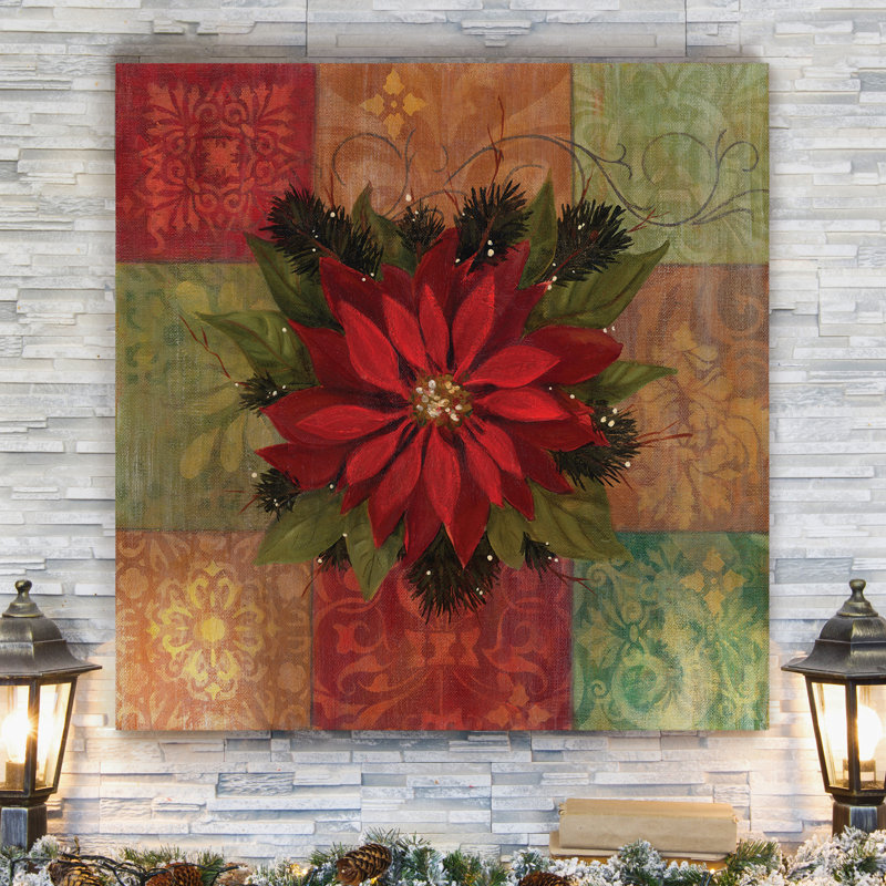 «9 Patch Poinsettia», reproduction sur toile tendue, H 10 po x l 10 po x P 1,5 po