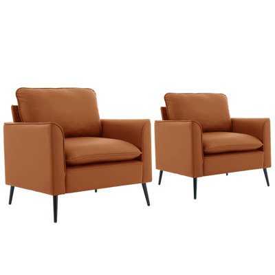Canapé rembourré en cuir 2 pièces, fauteuil de chambre simple de style nordique rétro avec balcon