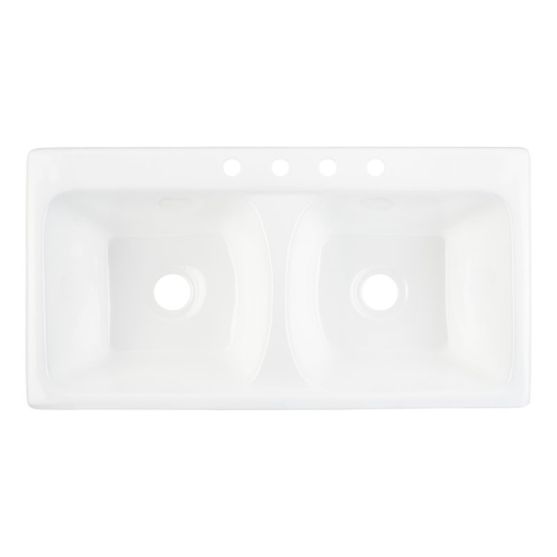 Selkirk 43" L Double Basin Drop-In Kitchen Sink, White