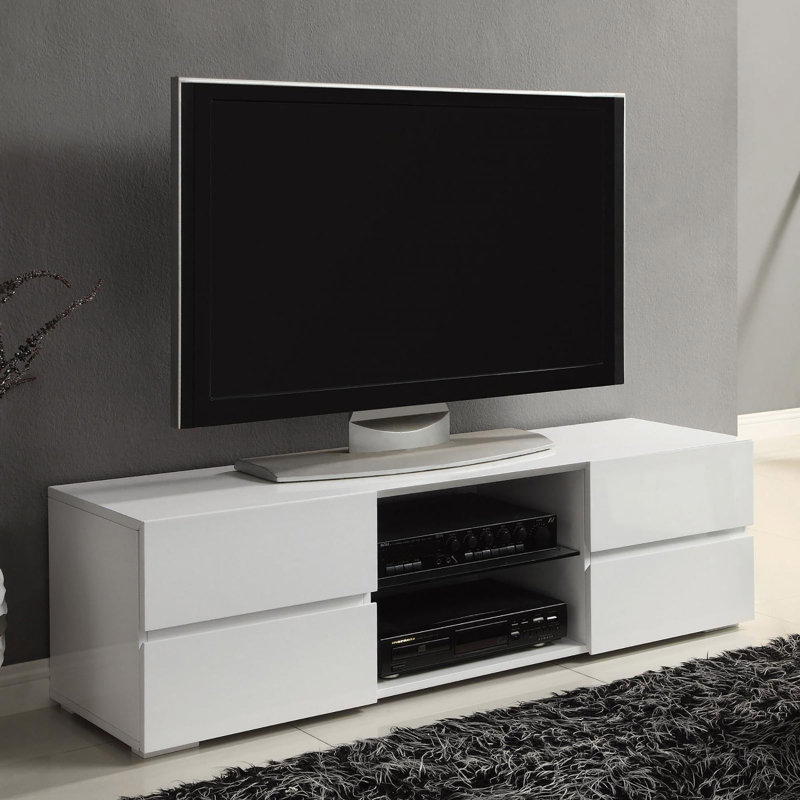 Console à 4 tiroirs blanc brillant