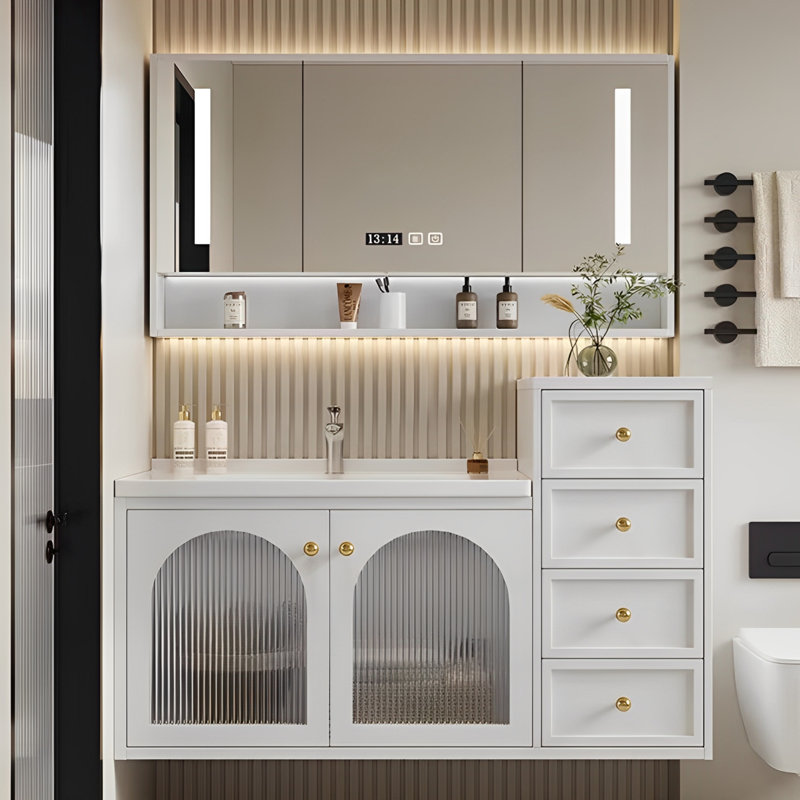 Armoire de salle de bain simple de style français, Blanc