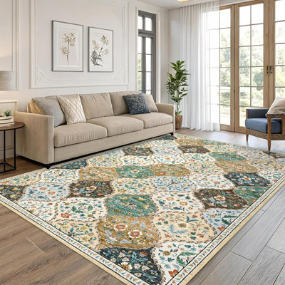 Rectangle Abstract Washable Area Rug