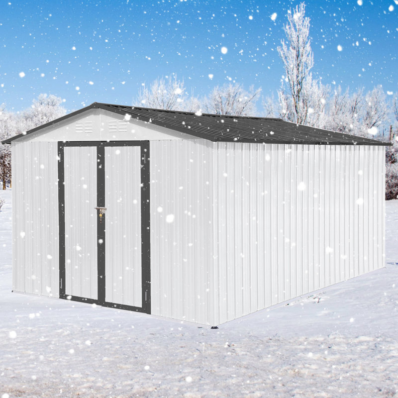 Remises de jardin en métal, Gris, H 79,9 po x l 121,2 po x P 147,6 po