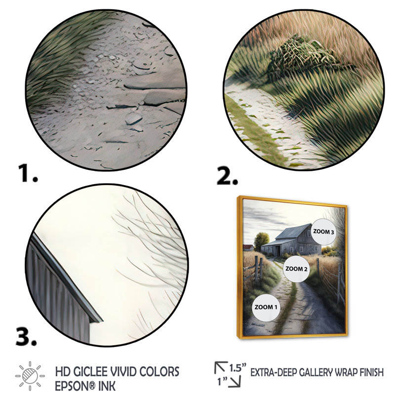 Art mural Aynsley, H 40 po x l 30 po x P 1,5 po, Toile avec cadre flottant or