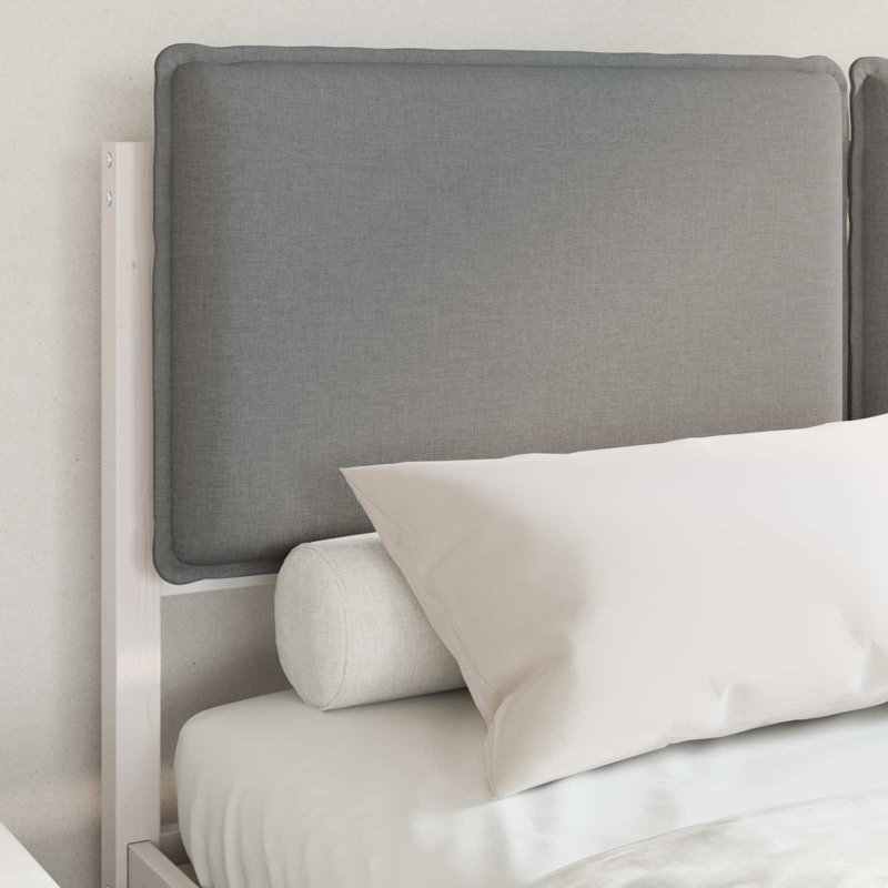 Solid Wood Bed Frame, European Kingsize (160 x 200 cm), White/Light Grey
