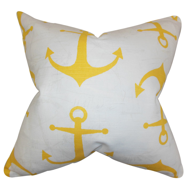 Enye Cotton Throw Pillow, Yellow, 24" x 24"