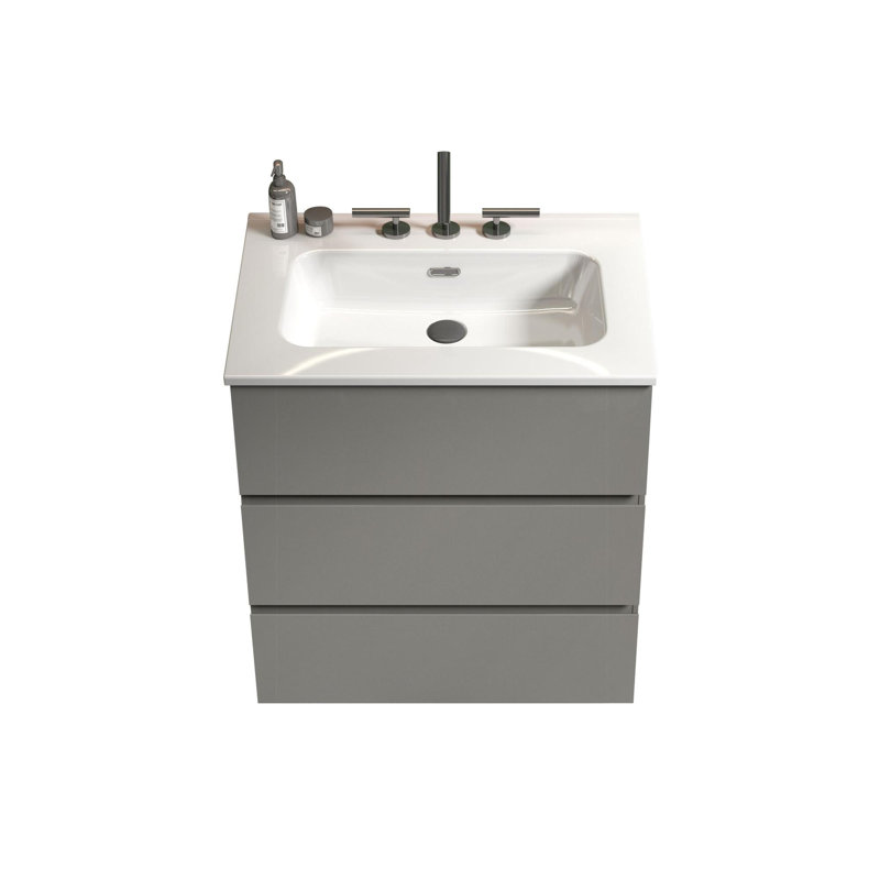 Meuble-lavabo de salle de bain avec lavabo, Gris, 24"