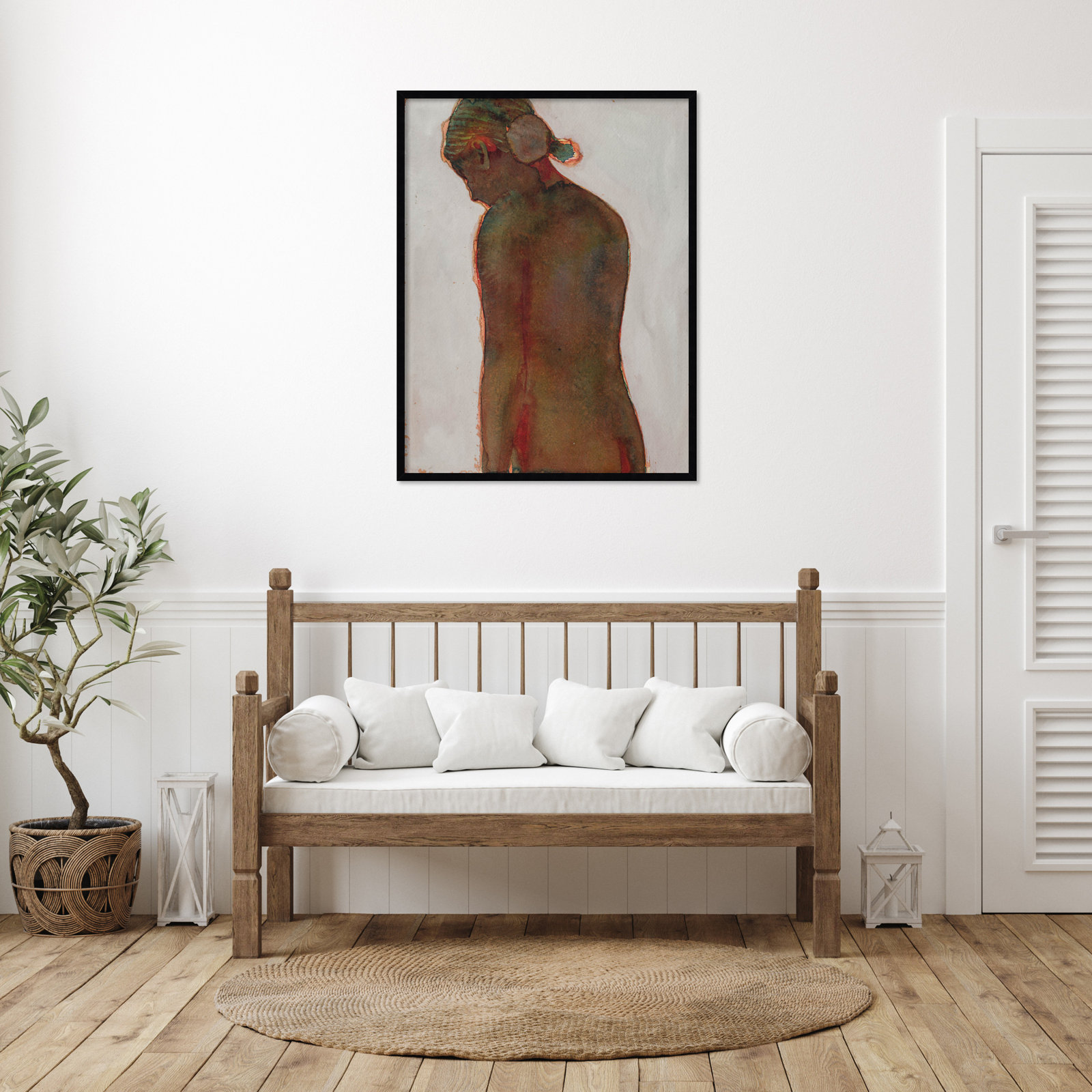 Figure by Dean Graham, 41" H x 32" W, Black Framed