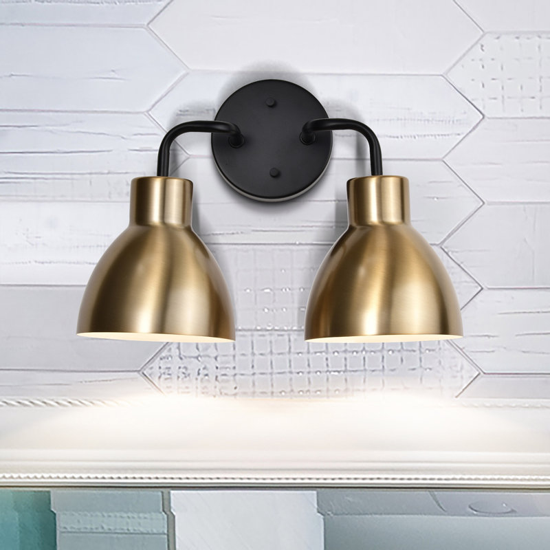 Florian 2 - Light Dimmable Vanity Light, Matte Black, Burnished Brass