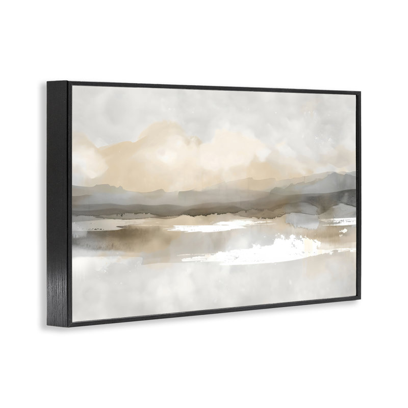 «Subtle Watercolor Mountains», estampe numérique, design by Creative Studio, H 12 po x l 18 po, Giclée encadrée noir minuit