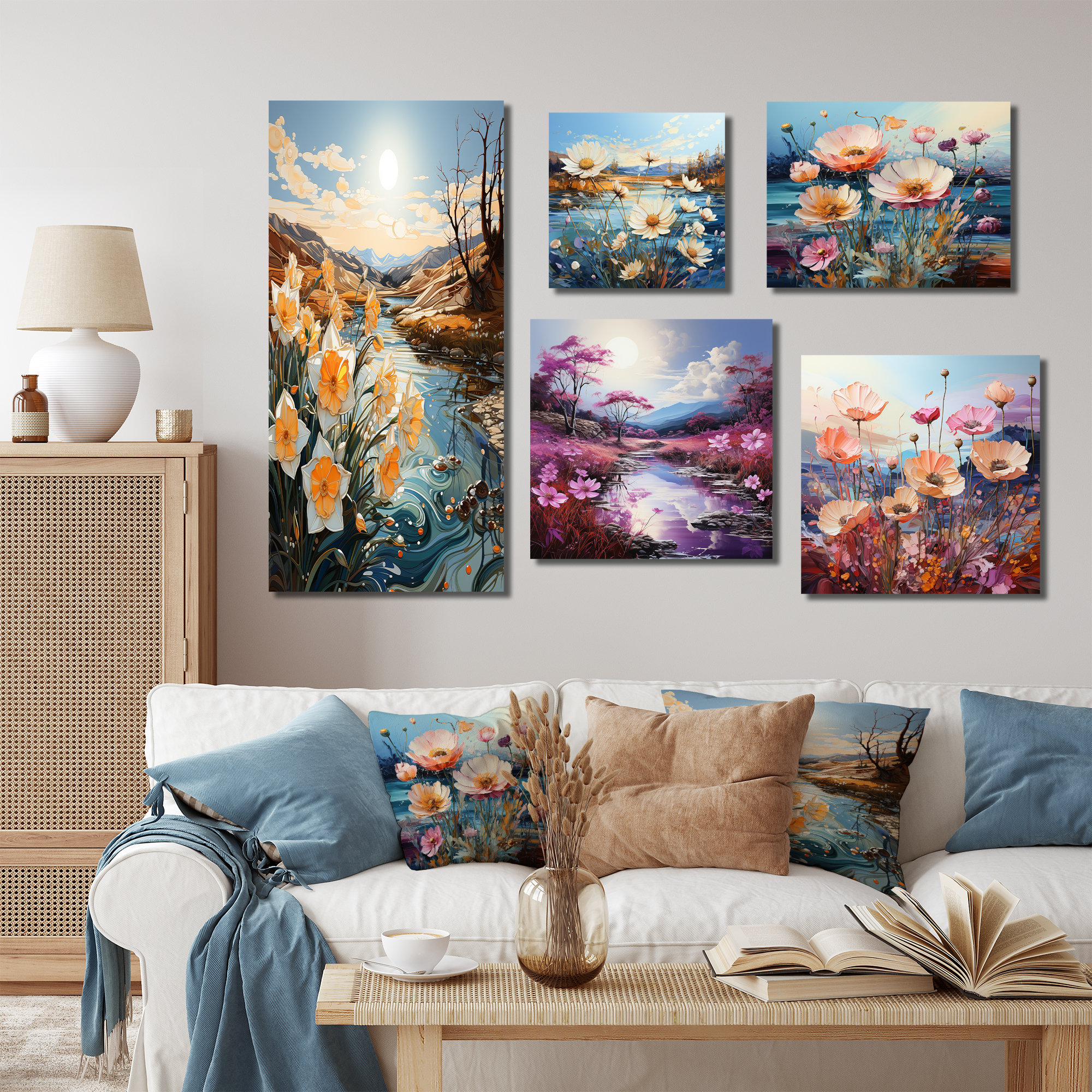 Lark Manor Flowing Serenity Brook Flowers Field Flower Field Wall