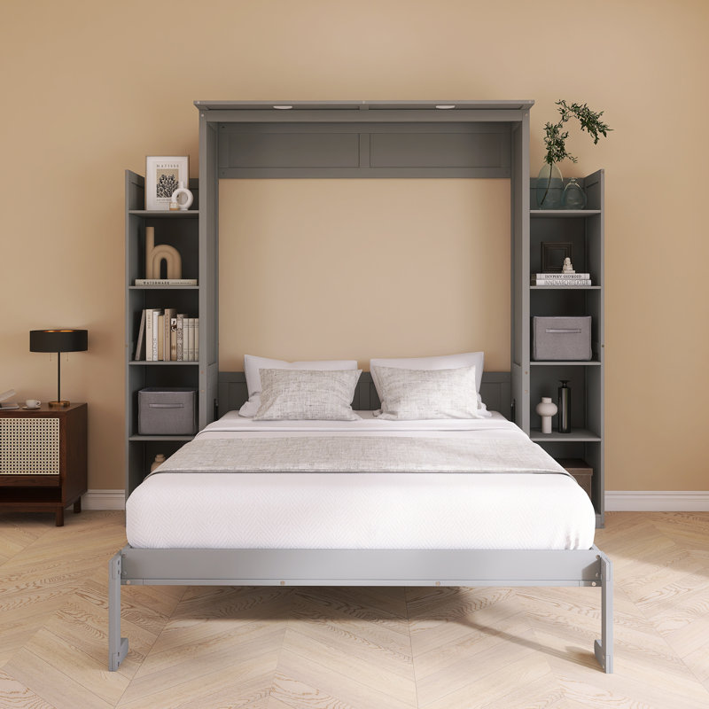 Solid Wood Murphy Bed, Walnut, Queen