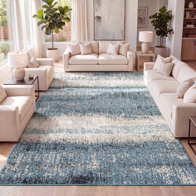 Tapis crème / turquoise Contemporary Contemporary