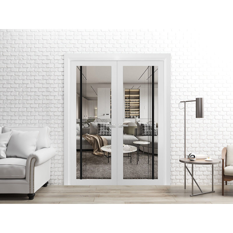 Portes françaises en bois massif manufacturé 2566, 72 po x 84 po