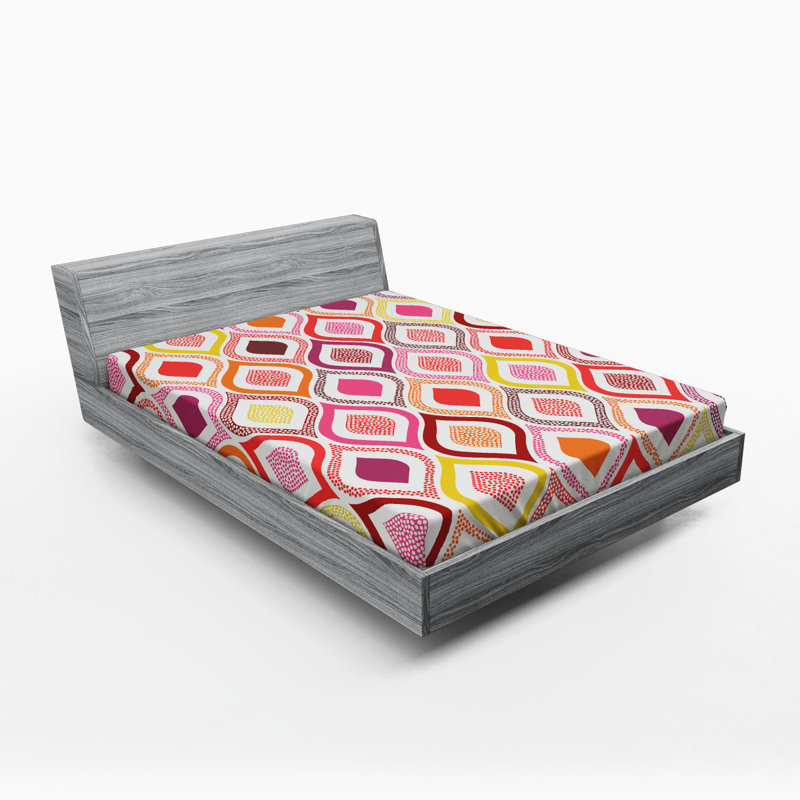 Microfiber Geometric Fitted Sheet, Full Fitted Sheet
