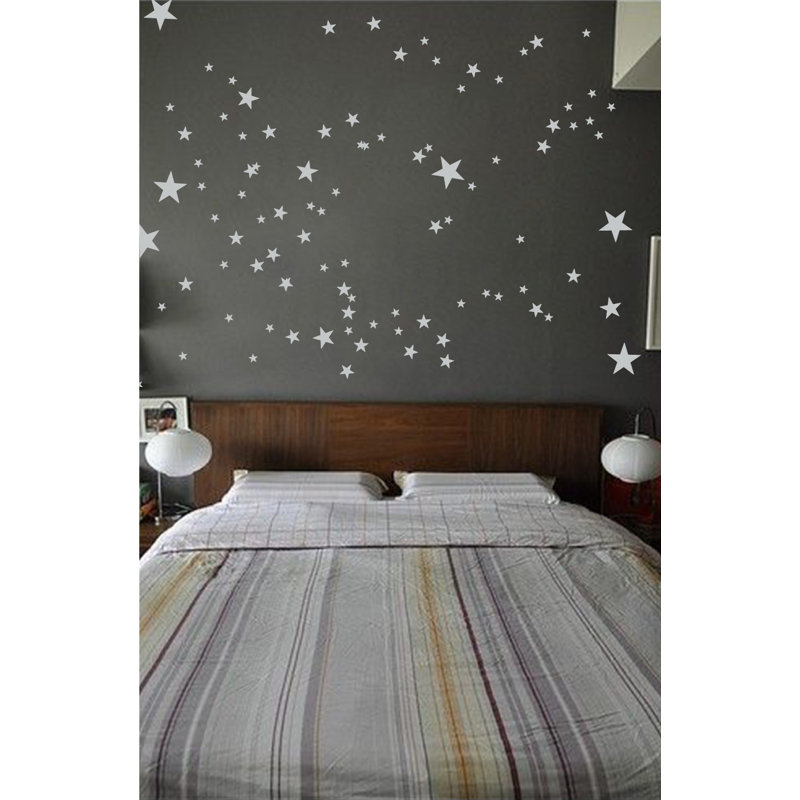 Adhésif décoratif étoiles, Gris clair, H 24 po x l 27 po x P 0,01 po
