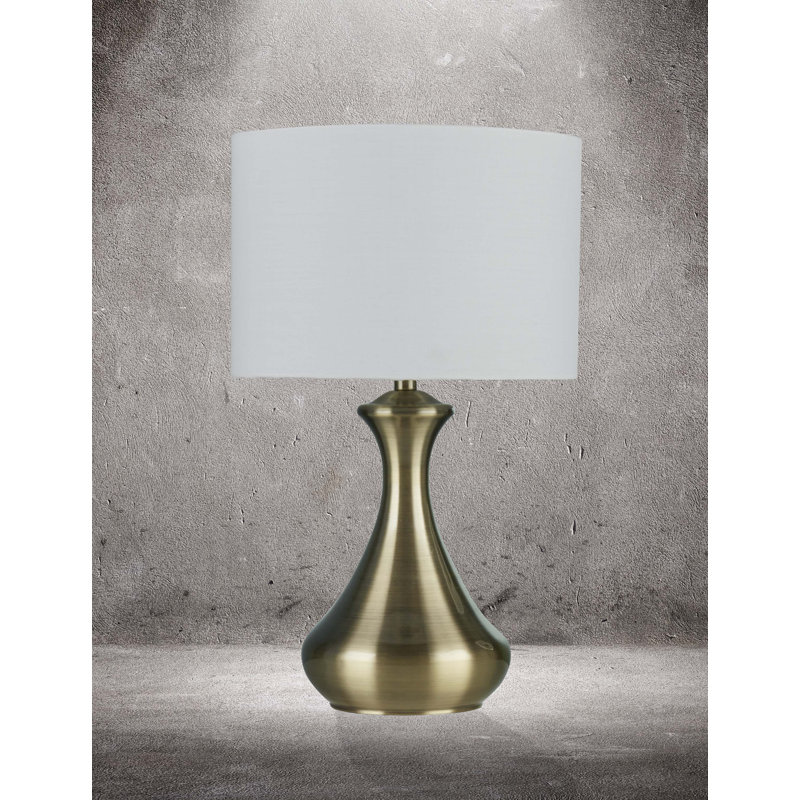 Fraizer Metal Table Lamp, Antique Brass Base/Cream Shade