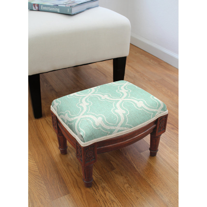 Lymingt Upholstered Ottoman, Aqua, Brown