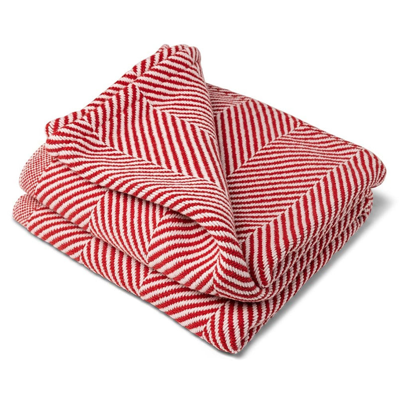 Monhegan Cotton Throw Without Fringe, Red Chevron