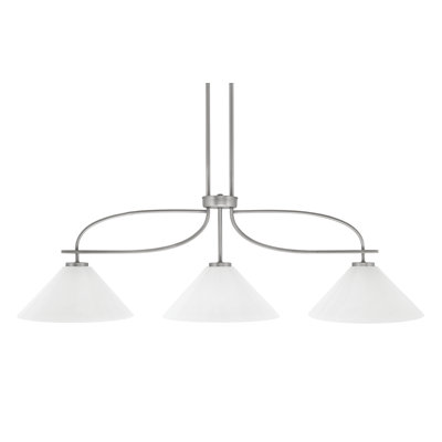 Luminaire pour îlot de cuisine 3 lumières Cavella au fini graphite avec verre en marbre blanc de 12 po