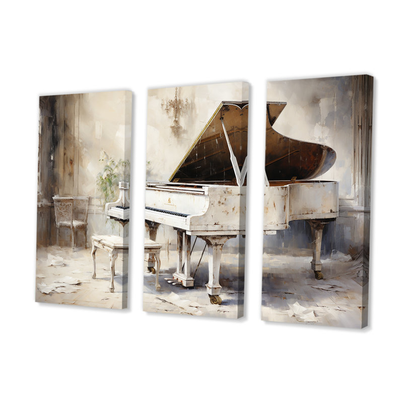 «Beige Piano Orharmonras Origin» - ensemble de reproductions d'art mural piano, H 28 po x l 36 po x P 1 po