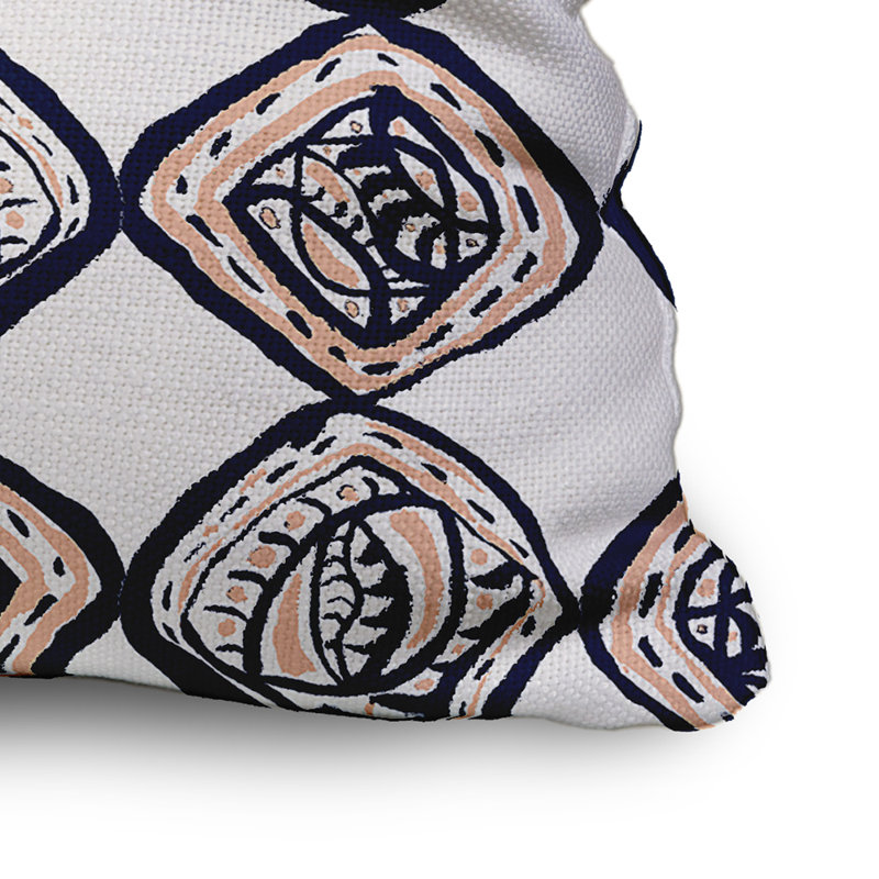 Geometric Reversible Throw Pillow, 20" x 20", Navy Blue/Orange