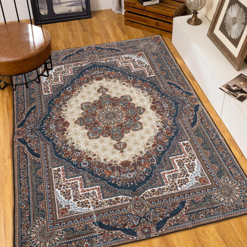 Tapis lavable antidérapant 6 x 9 po Vintage Bohemia, Rectangle 6 pi x 9 pi