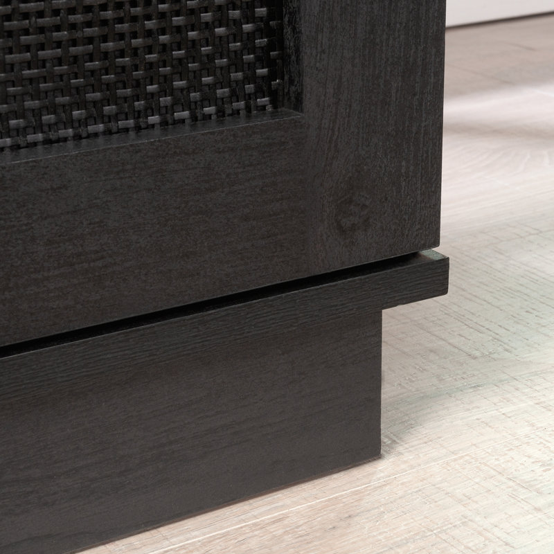 Raven Oak 2-Drawer Rattan Nightstand