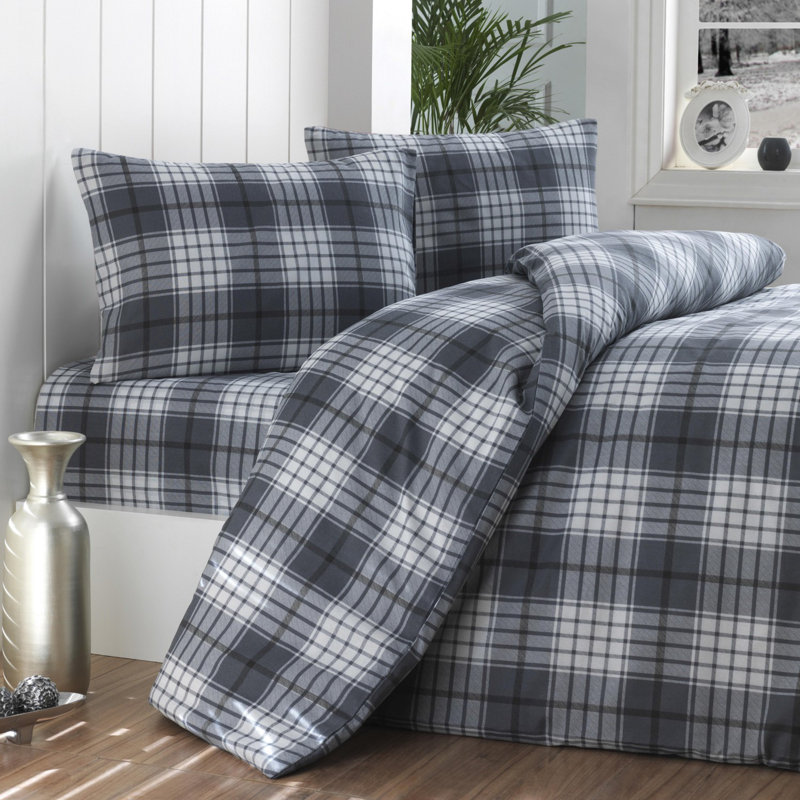 Ensemble de housse de couette Summer, Noir / blanc / gris, Housse de couette 61 po x 87 po + 1 taie d'oreille