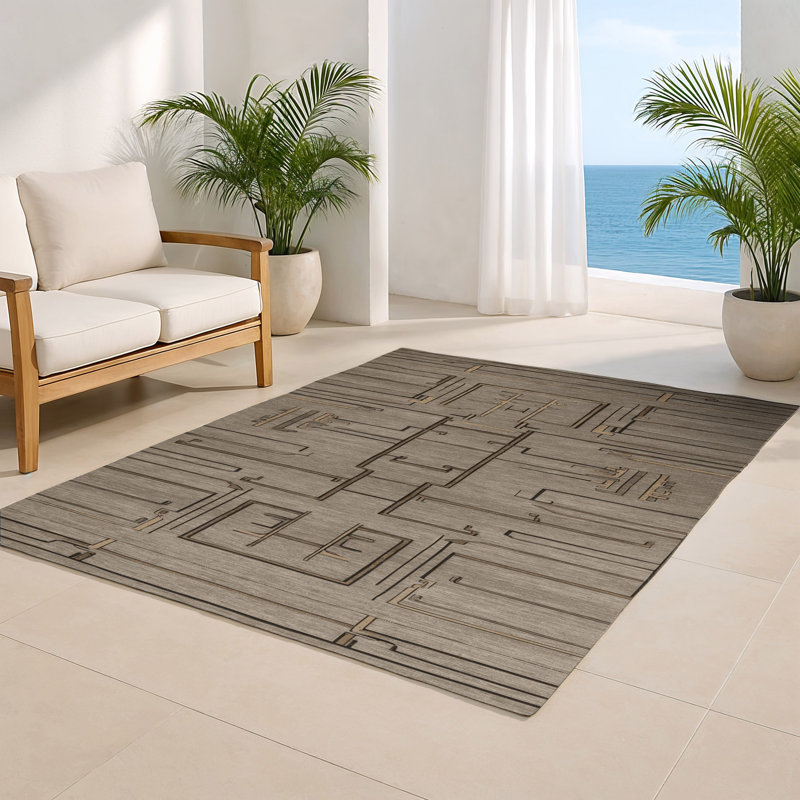 ArtDeco Gray Indoor and Outdoor Area Rug, Rectangle 2' x 3'