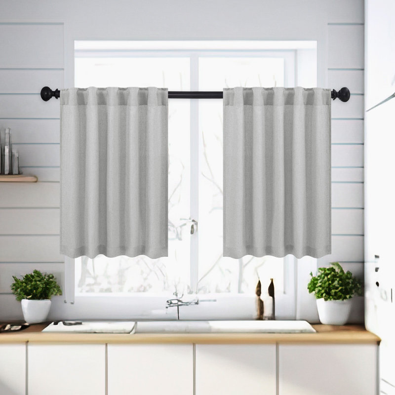 Rideau de café semi-diaphane Browerville, L 36 po x L 36 po, Gris