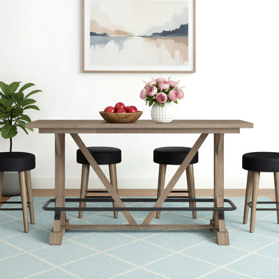 Susan 78" Wide Bar Height Trestle Table in Brown Oak