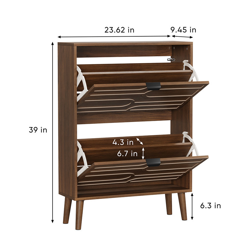 Rangement à chaussures 23,62 po Mid-Century, 23,62 pouces