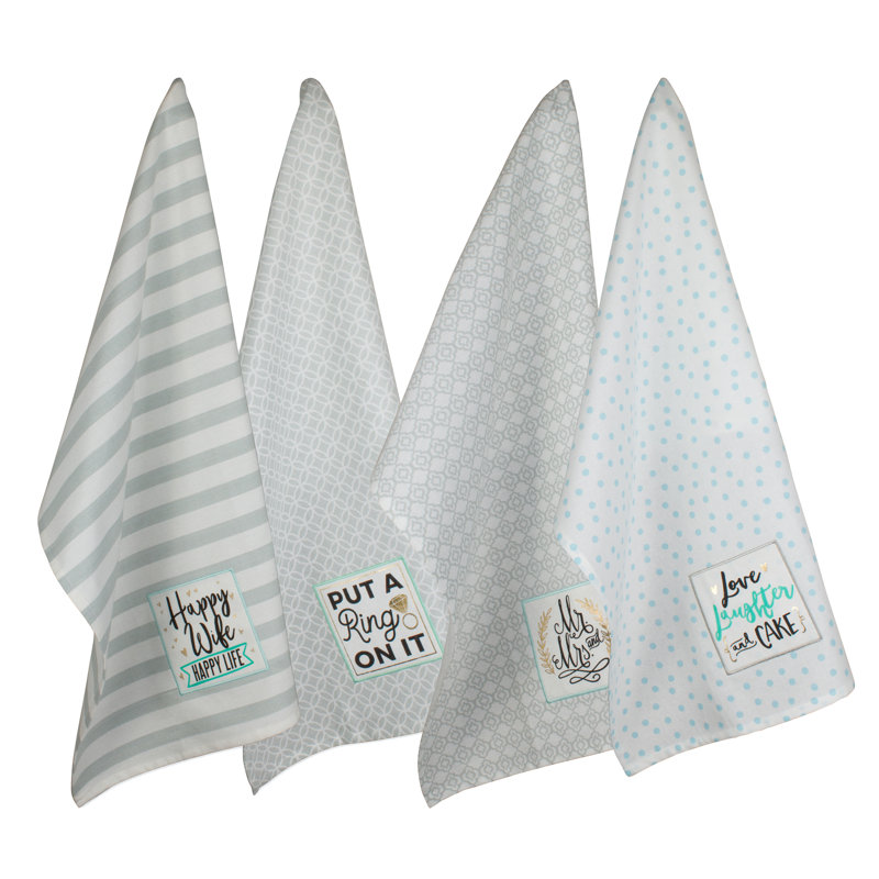 Ensemble 4 pièces de linge de vaisselle orné de mariage
