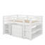 Lit mezzanine double avec armoire, tablettes et bureau