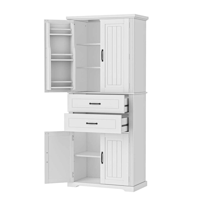 Armoire de rangement autoportante multifonctionnelle avec 2 tiroirs avec glissières et tablette réglable pour la salle de bain