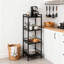 4 Tier Heavy Duty Metal Storage Shelving Unit with Guardrail Fence, Freestanding Narrow Shelf for Kitchen Bathroom Living Room Bedroom Office, 39x30x112cm-1722855499