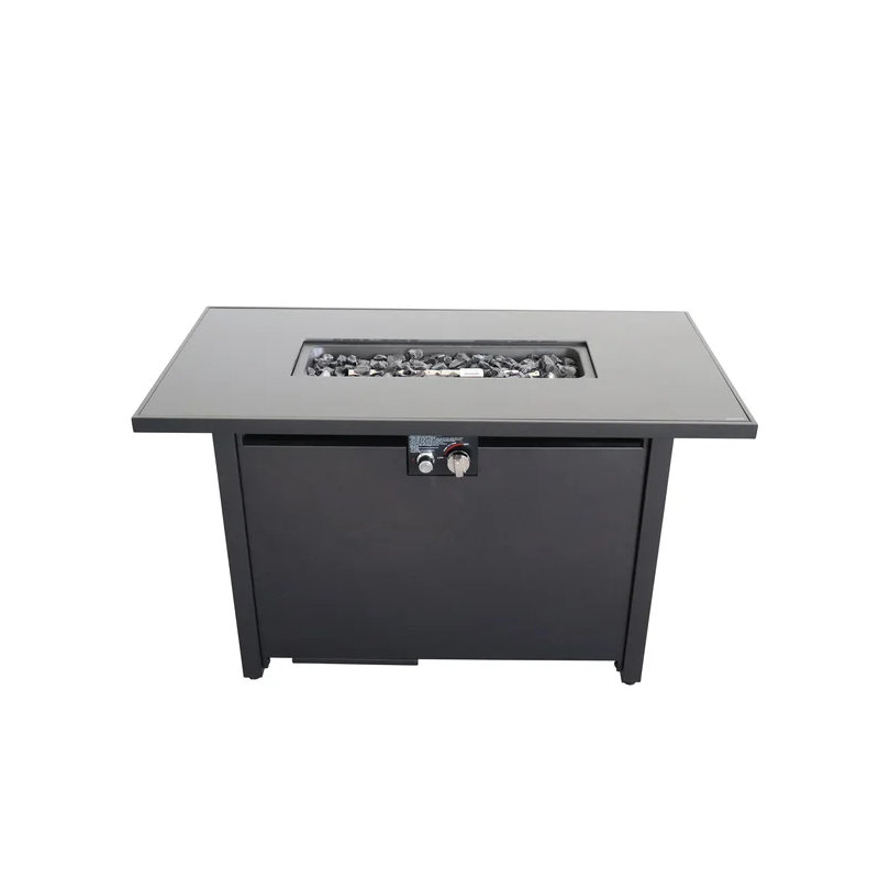 25" H X 42" W Steel Outdoor Fire Pit Table With Lid