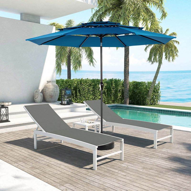 Parasol à 3 niveaux en aluminium, Bleu très foncé