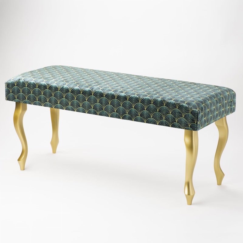 Velvet Upholstered Bench, 40cm H x 120cm W x 30cm D