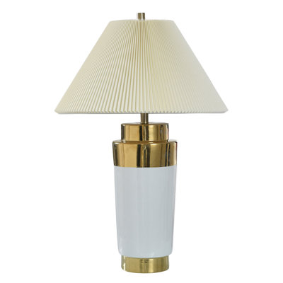 Norman Wyatt Home - Dynasty - Table Lamp - White with Plated Gold Ceramic - White Shade