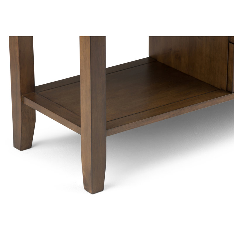 Rustic Natural Aged Brown Wood Console Table with Storage