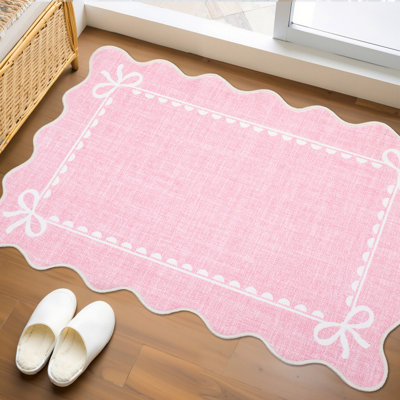 Tapis moderne à bords festonnés - Tapis doux, antidérapant et lavable - parfait pour le salon, la chambre à coucher, la chambre de bébé, le dortoir, le couloir, la salle de jeux