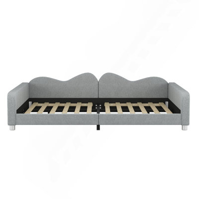 Full Size Upholstered Daybed, Sherpa Fabric Sofabed With Cloud-Shaped Backrest