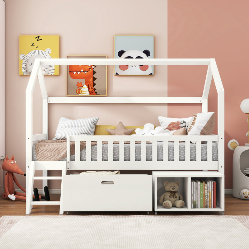 Single (3') Mid Sleepers Bed Frame with Storage Included with Built-in Ladder Included