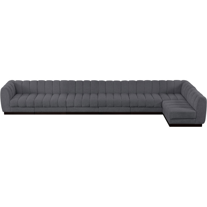 Canapé modulaire rembourré 7 pièces Quinn, Tissu gris chenille