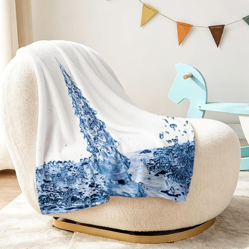 Jeté en flanelle bleue molletonnée ultra douce, arbre de Noël sur une face, Jeté 30 po x 40 po
