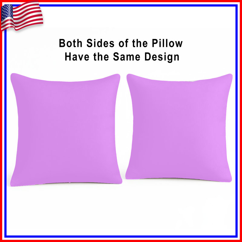Solid Purple Color Double Sided Throw Pillows, 14 x 14 inches